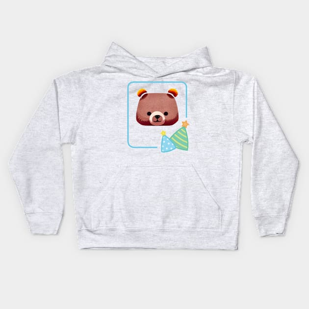 Cute Birthday Party Bear Kids Hoodie by Bored Art 101